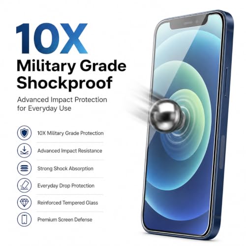 Image of ArmourPro 3D Borderless Tempered Glass for iPhone 12 Mini, Set of 2 HD Clear Screen Protectors with 3D Curved Edges, 9H Hardness, Oleophobic Coating, Case Friendly