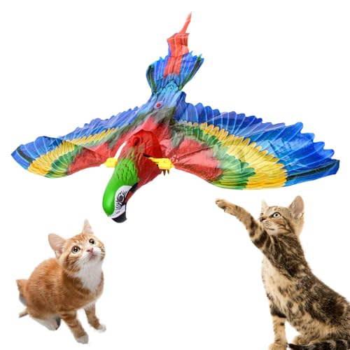 電動飛行鳥猫おもちゃ、模擬飛行鳥猫おもちゃ | おもちゃ猫用の面白い回転電動フライングバード | 猫用自動ハングフライングおもちゃ、面白い猫インタラクティブおもちゃ猫用品