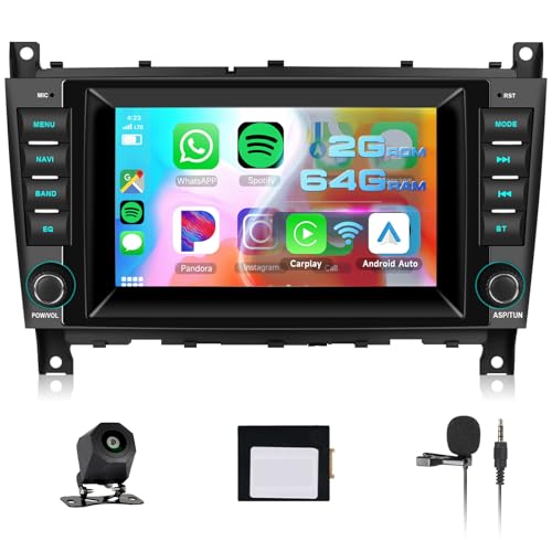 4 Cœurs 64G Hodozzy Carplay Autoradio pour Mercedes Benz Classe C W203 Classe CLC W203, 7 Pouce Touchsreen avec Android...