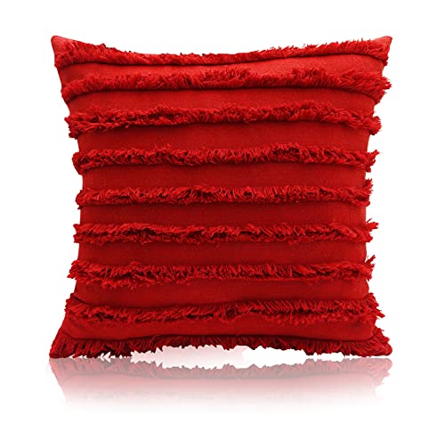 Image of mosey Red Cushion Covers 18x18 | Pure Cotton | Set of 2 | Red Throw Pillow Cover 18 inch x 18 inch for Valentine Theme Decoration Items, Home Decor, Gifts