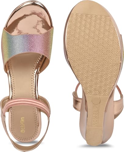 Image of Action Women's Platform Stiletto Sandals|with Rainbow Print| Heel| Ankle Strap| Open Toe Design Black