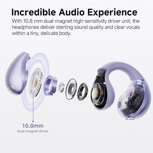 Image of QCY Crossky C30 Open Ear Headphones Wireless Bluetooth, Clip-On Earbuds with 4 ENC Noise Cancelling Mic, Stable Fit, Dual Connection, EQ Customized, Sports Earphones for Workout /Running