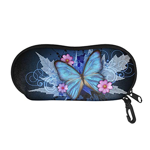 Pizding Brillenetui, Sonnenbrillenetui, Organizer, weiches Etui, ultraleicht, tragbar, Polyester, Reißverschluss, Brillenetui mit Gürtelclip, Mädchen Gr. Einheitsgröße, A-Vintage-Schmetterling Cover