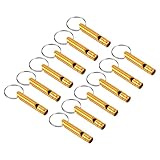 PATIKIL Emergency Whistles, 12 Pack Safety Whistle with Keychain Loud Sound Aluminum Outdoor Survival Whistle for Camping Hiking, Gold