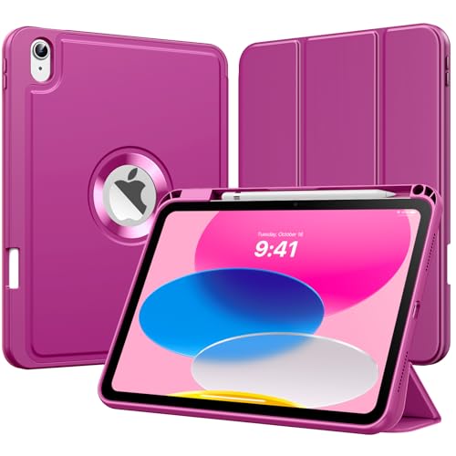 Étui pour iPad 11 pouces 2025 et 10.9 2022 avec protège-écran et porte-crayon pourpre