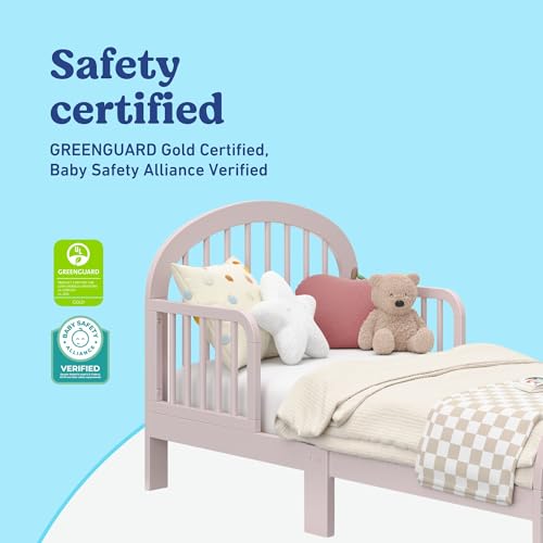 Image of Graco Olivia Toddler Bed, Blush | GREENGUARD Gold Certified, Includes Toddler Safety Guardrails, Fits Standard Crib & Toddler Mattress, Stylish Arched Design