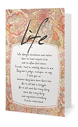 Smiling Wisdom - Life Changes Directions Acceptance Gift Set - Old Fashioned Paisley Design - I love You as You Are - 4 Ring Necklace for Her, Friend, Daughter - White Gold