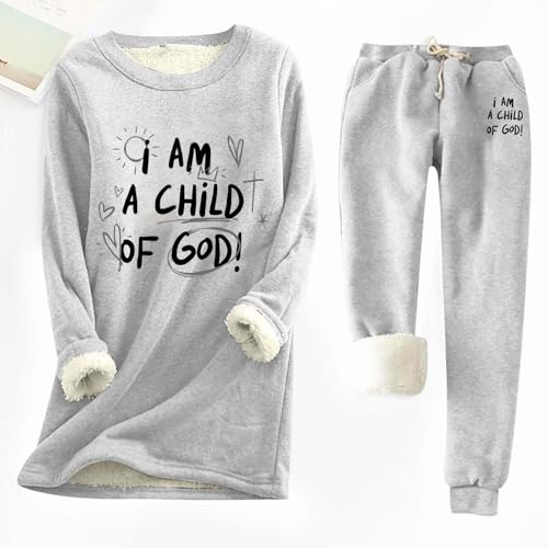 Womens Warm Winter Loungewear Pullover and Pants Sets Fleece Christian Pajamas Fluffy Sweater Soft Holiday Sleepwear2