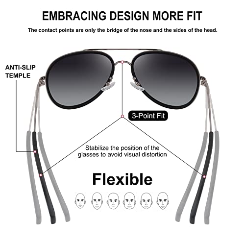 Oversized Aviator Polarized Sunglasses for Women Men,Oval Double Bridge Metal Frame Sun Glasses UV400 Protection4