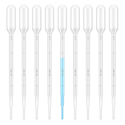 100pcs Pipeta,1 ml Pipeta de Transferencia de plástico,Desechables Pipeta con escala para Mezcla de Pinturas Acrílicas, Laboratorio, Aceites Esenciales Cover