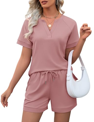 Image of LOMON Womens Two Piece Sets Summer Lounge Sets Sweatsuit Shorts Set Casual Matching Sets
