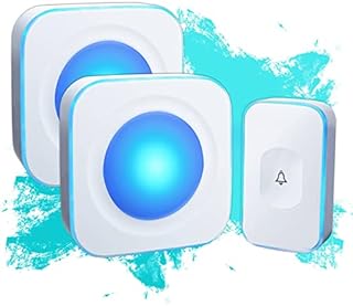 Wireless Doorbell 1200 feet Waterproof Door Bell with Flash LED Light 36 Melodies 4 Volume Levels (2 Receivers& 1 Touch Button, White JSIEEM)
