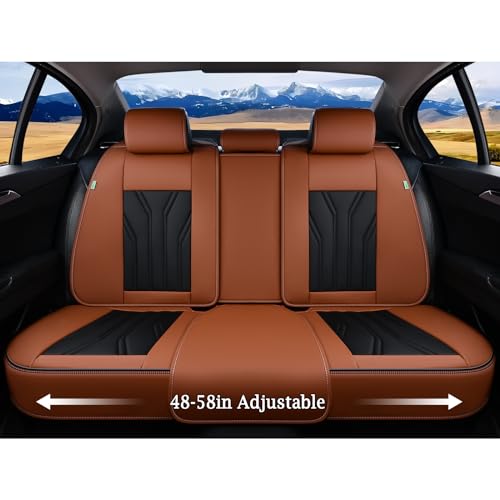 FLORICH Leather Seat Covers, Seat Covers Full Set, Car Seat Protectors 5 Seats,Automotive Seat Covers Fit for Most Cars Trucks-Brown&Black - Image 5