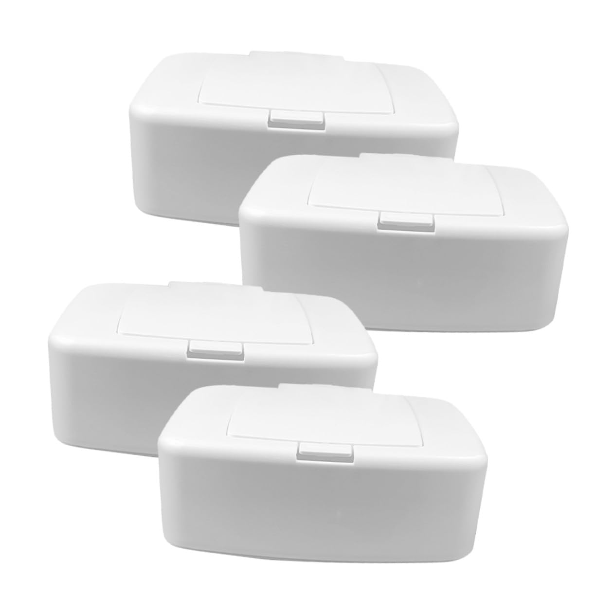 SOLUSTRE Dispensador de Toallitas Húmedas Paquete de 4 Unidades Blanco Recargable Almacenamiento Conveniente de Plástico Pp para Habitación de Ñiño y Uso Exterior