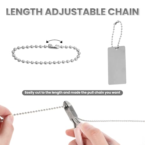 Image of 120 Inch Pull Chain Extension, Light Pull Chain, Extra Long Rust Proof Roller Shade Bead Chains with 20 Connectors for Ceiling Fans and Light Fixture, Silver