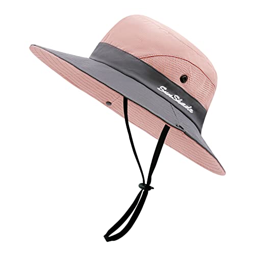 SEYUFN-Women-Sun-Hat-Outdoor-Summer-Hat-Hiking-UV-Protection-Wide-Brim-Mesh-Ponytail-Bush-Hat-for-Hiking