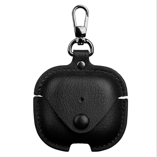 GIOPUEY Cover Compatibile con Airpods 4 2024, PU Pelle Custodia, Protettiva Case Cover con Gancio Portachiavi per Uomini Donne - Black