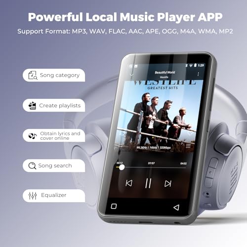 Image of Innioasis 160GB MP3 Player for Kids with Bluetooth, WiFi & 4 inch Touch Screen, Android MP4 Player Preloaded with Spotify, Pandora, Amazon Music, Audible, Libby, Audiobooks (Grey)
