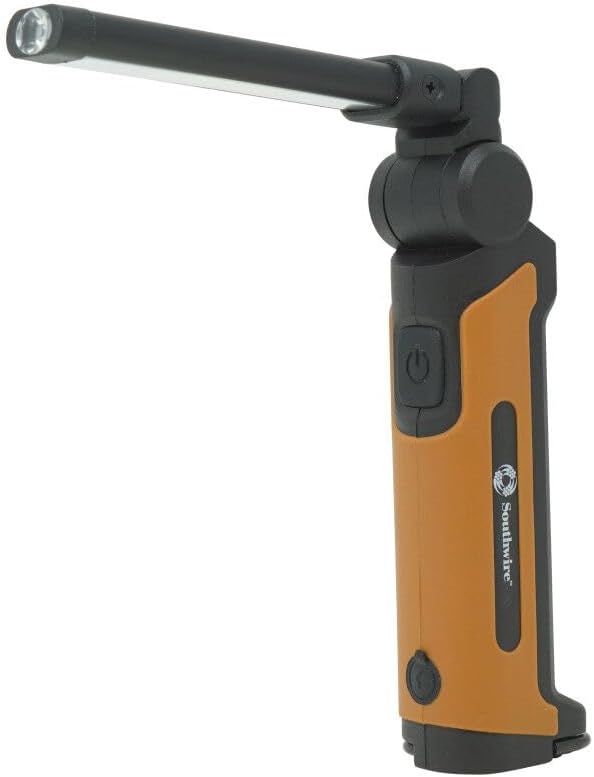 Southwire SL20RSW 200-Lumen Rechargeable Folding LED Handheld Flood Light, 360° Pivoting Head, 4 Light Modes, Magnetic Base and Hanging Hook, Includes a Carry Case with Belt Clip, 1M Drop Tested