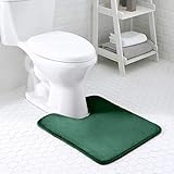 Walensee Extra Thick Memory Foam Bathroom Contour Rug (20x24 Hunter Green) Non Slip Toilet U Shaped Bath Mat, Water Absorbent Luxury Soft Plush Carpet with Anti-Skid Bottom, Machine Washable and Dry
