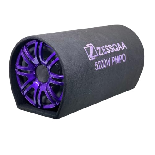 Image of 10 Inch D-Shaped Car Bass Tube | Built-in Amplifier | Dual Voice Coil | Plug & Play | Purple