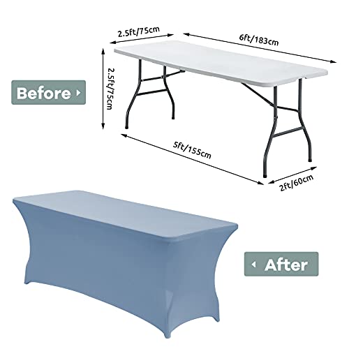 Image of CWK 6FT Waterproof Spandex Fitted Tablecloth,Rectangular Table Cover | Fits 72x30 inch rectangular folding tables.Wrinkle & stain resistant stretch fabric.Ideal for parties,weddings & vendor events