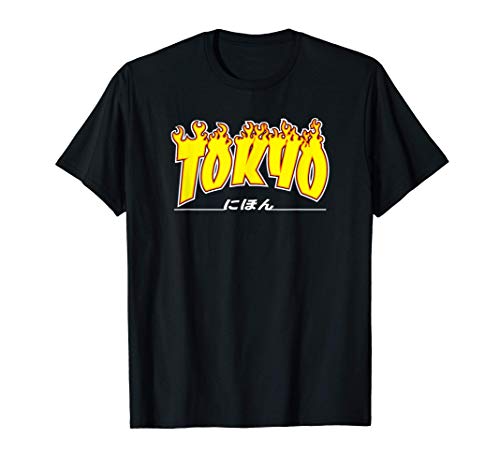 Tokyo Japan Trasher Yellow, Orange, and Black, Flame T-Shirt