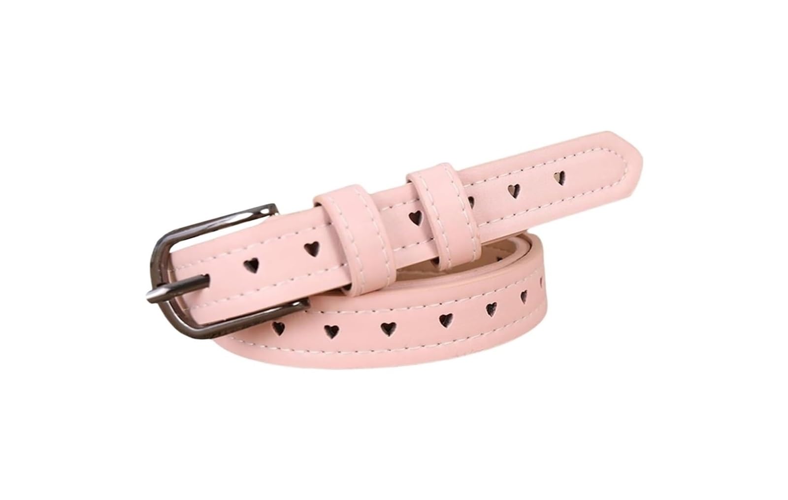 dfEDRd Ladies Waist Belt, 105cm Women Pin Buckle Heart-shaped Hollow Leather Thin Belt, Ladies Shirt, Dress(Pink)