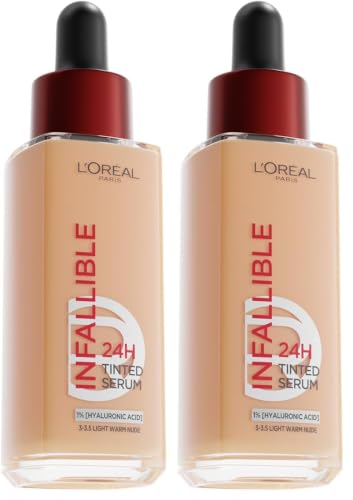 Image of L'Oreal Paris Infallible 24H Tinted Serum Foundation, 3-3.5 Light Warm Nude (Pack of 2)