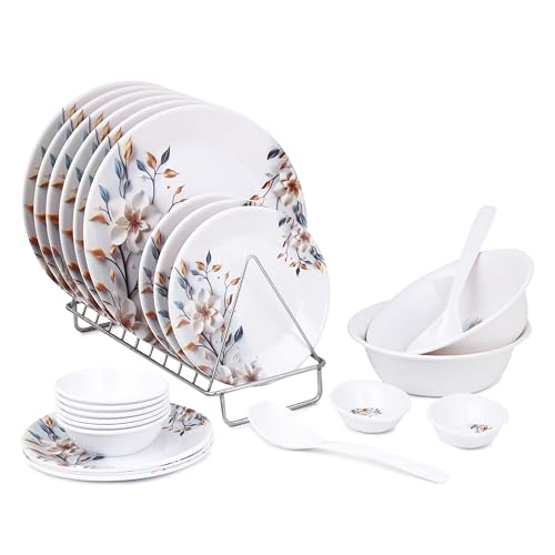 Image of Golden Fish Melamine 24 Pieces Dinner Set - Durable, Stylish, BPA-Free Tableware, Crockery Set Perfect for Dining & Gifting |