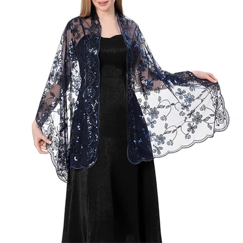 Sup-Coente Victorian Sequin Shawl Wraps Women Bohemian Sheer Lightweight