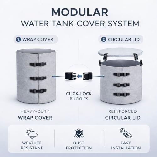 Image of Axmon Water Tank Cover 2000 Ltr |5 Years Warranty |Heat Resistant Tank Cover for Overhead Water Tank |UV Protection |Heavy Duty All Weather Proof |Not Aluminium Foil Based |Easy Installation Straps
