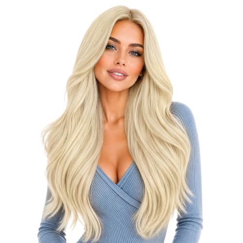 Image of Moresoo Weft Tape in Extensions Human Hair Platinum Blonde 20 Inch 75g