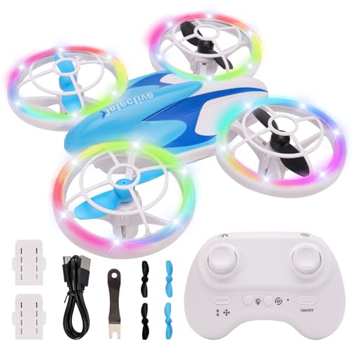Mini Drone For Children And Beginners, Quadcopter, Headless Mode, Altitude Maintenance, Led Lights - Full Propeller Cover, 2 Batteries And Remote...