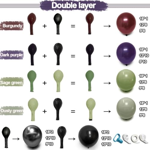 Image of Halloween Balloon Arch Double Stuffed Green Purple Burgundy Black Balloons