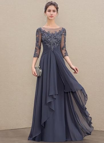 Long Mother of The Bride Dresses for Wedding Beach 3/4 Long Sleeves Sparkly Lace Formal Dress for Women 20252