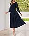 BTFBM Wedding Guest Dresses for Women Fall Fashion 2025 Casual Long Sleeve Floral Maxi Boho Homecoming Dress(Navy,Small)