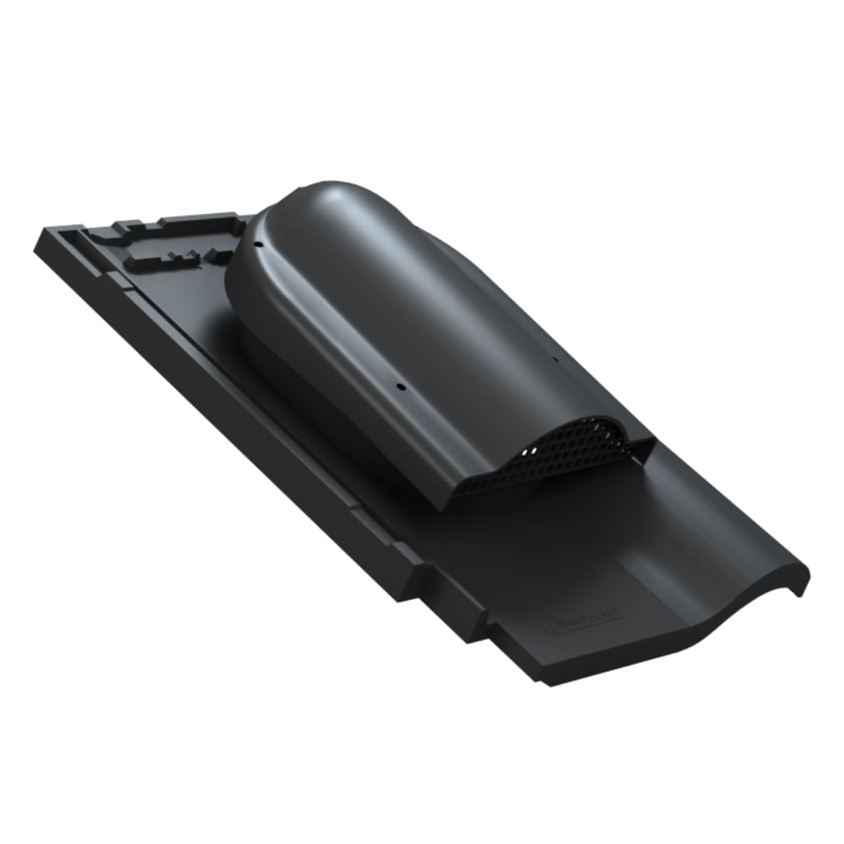 Flachlüfter für Braas - RUBIN 9V Dachfläche Entlüfter Dachlüfter Entlüfter Lüfterziegel für kermische Dachsteine (RAL 9005 - Schwarz)