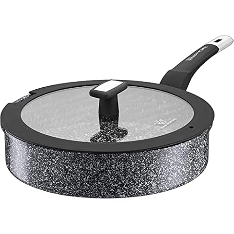 WaxonWare 11 Inch / 4.5 Quart All In One Large Nonstick Frying Pan With Lid - 100% PFOA PTFE APEO Free Stone Non Stick Saute Suitable For Stoves Including Induction (STONETEC Series) Cover