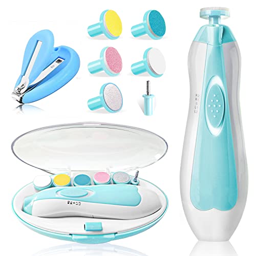 Image of Baby Nail Trimmer Electric,Safe Baby Nail Manicure Set with Nail Clippers,Toes Fingernails Care Trim Polish Grooming Kit for Newborn Kids Adult,Grinding Heads & LED Light