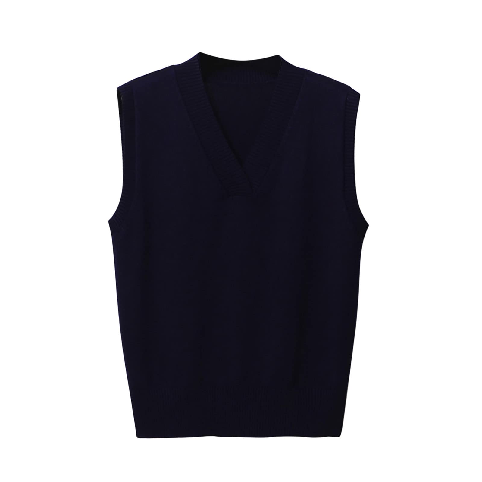 Womens Sweater Vest V Neck Knitted Sweater Vest Loose Fit Casual Pullover Tops Winter Sleeveless Ribbed Sweaters