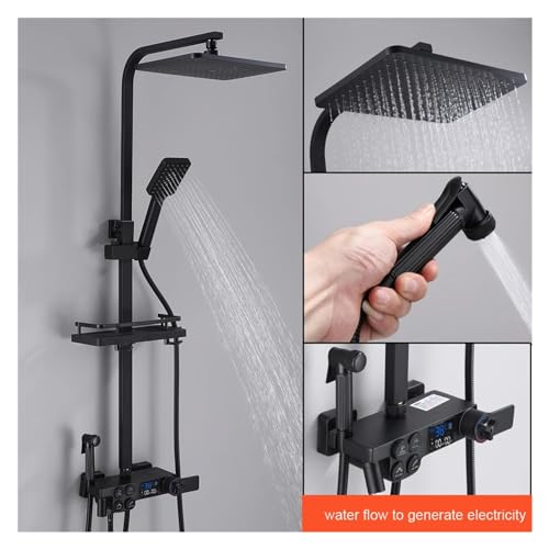 Ensemble de douche effet pluie et mitigeur de baignoire écran noir - 3