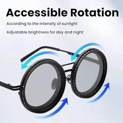 2025 Adjustable Tint Polarized Round Sunglasses for Men with ND9 Stepless, 1-9 Gears Beach Sunglasses with Adjustable Lens4