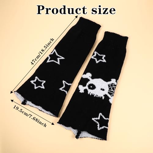Goth Leg Warmers Y2K Cute Leg Warmers for Girls Women Halloween Kawaii 80s Party Sports Y2K Goth Accessories Skull Star Black White Legwarmers（Socks can be worn on both sides）2