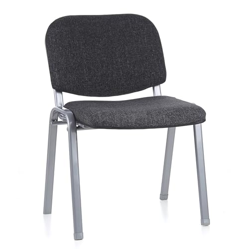Piedini in plastica HJH Office 704120 Sedia da Conferenza XT 600 Rivestita, Riunioni e Attesa Con Schienale, Tessuto Antracite/Argento