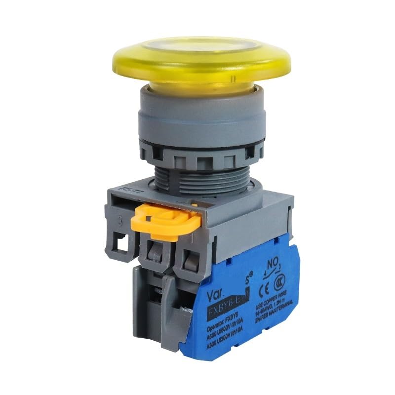 Bouton-poussoir lumineux 22mm jaune FXBY6 avec mécanisme momentané