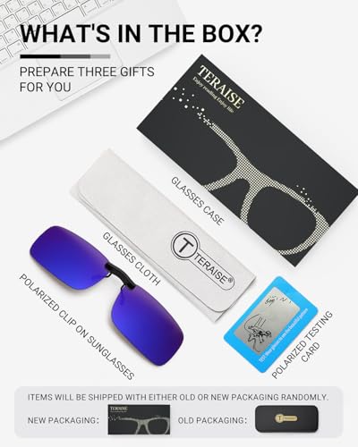 Image of TERAISE Polarized Clip on Sunglasses Over Prescription Glasses Anti-Glare UV400 for Men Women Driving Travelling Outdoor
