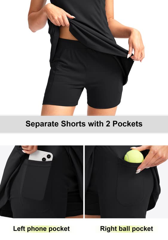 Image of Viodia Women's Tennis Golf Dress with Shorts | Active, Exercise, Workout, Sports, Athletic, Dresses for Women, with Zipper Pockets