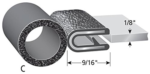 Image of TRIM-LOK Trim Seal, Edge Trim with Top Bulb, Fits 0.625-Inch Bulb, 1 /8-Inch Edge, 25-Foot Length, Black Pebble Finish, Flexible PVC Plastic Trim with EPDM Rubber Weather Stripping
