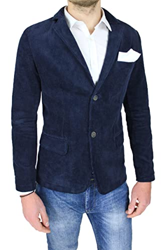 Blazer hiver slim fit : veste homme velours bleu taille L style couturière
